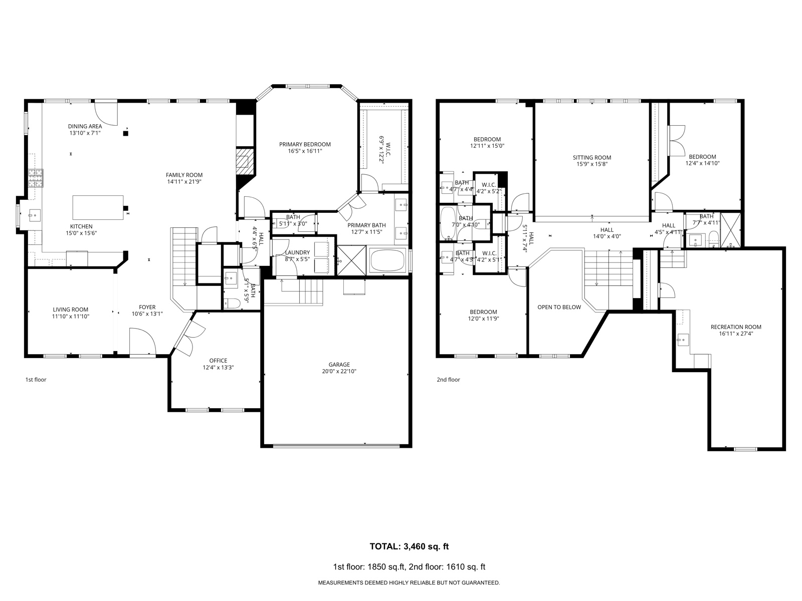 Measurement-accurate 2D floor plan with room labels — F2 Visuals