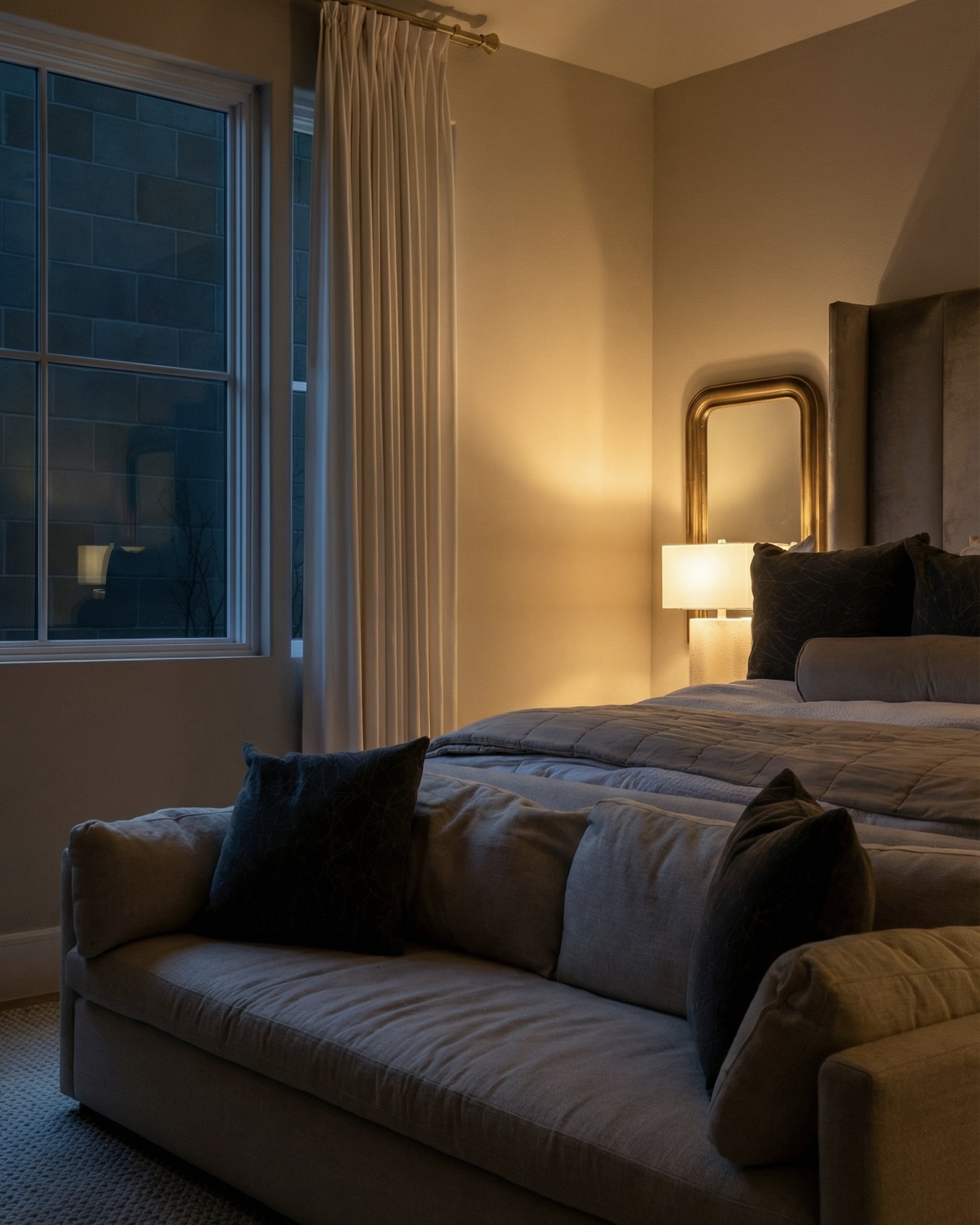 Editorial night bedroom Signature Edit — F2 Visuals