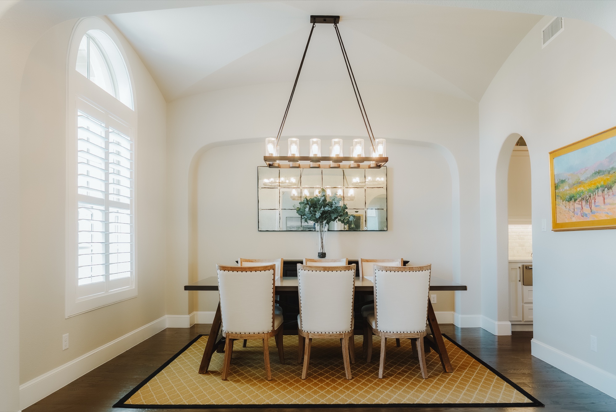 Southlake dining room with chandelier Signature Edit — F2 Visuals